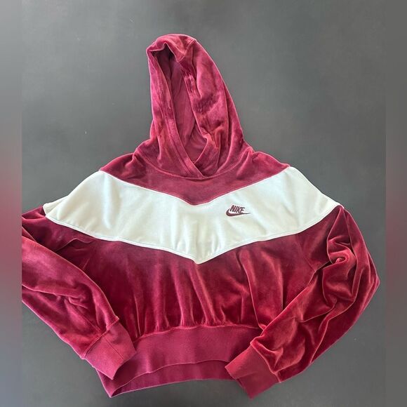 Velour Crop Nike Hoodie - Picture 1 of 3